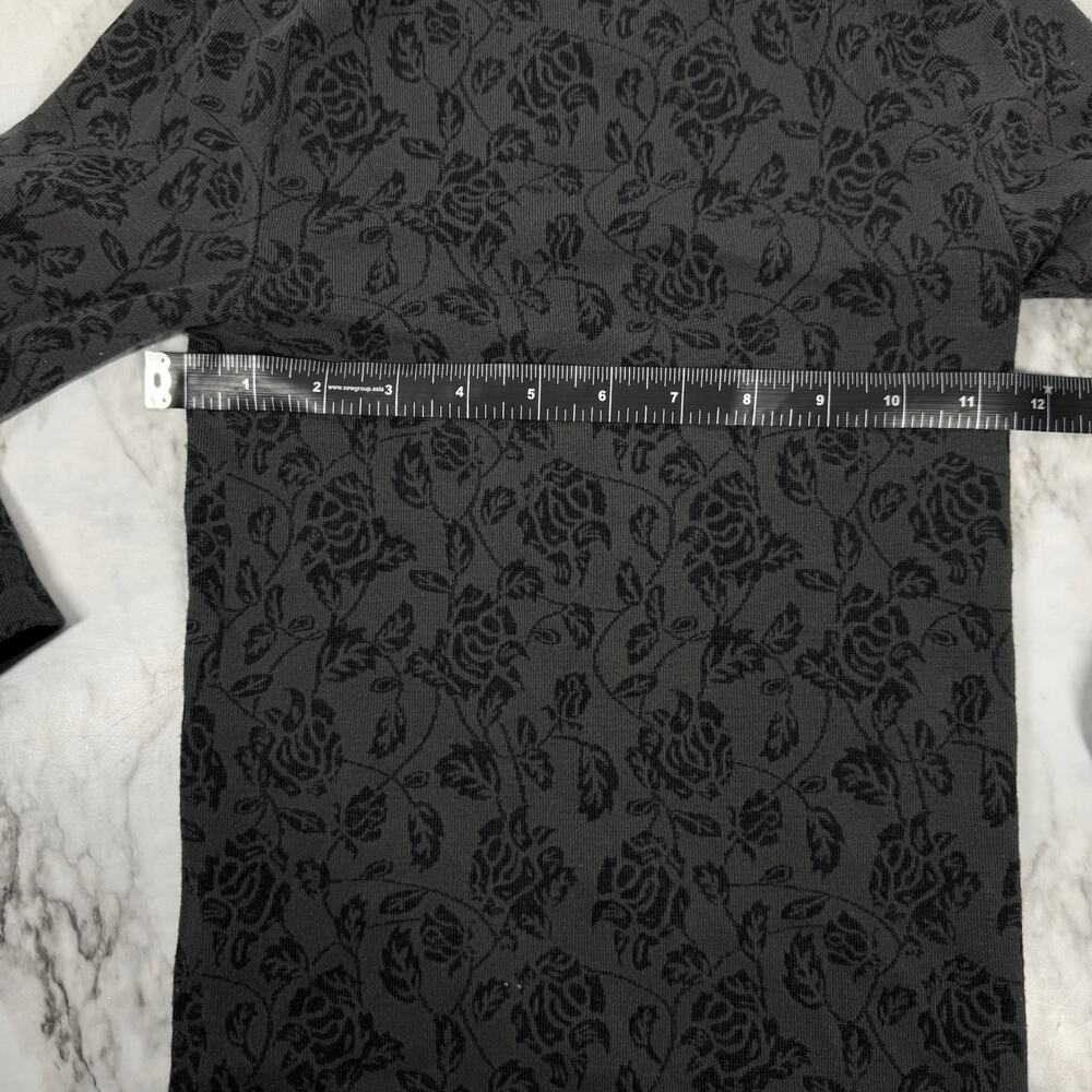 VTG Y2K Bebe Womens Small Black Floral Roses Mock Neck Top Grunge 3/4 Sleeve - Picture 5 of 6